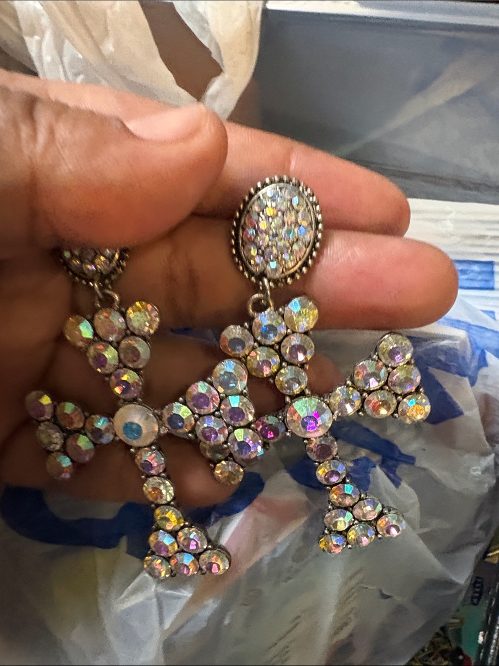 Aurora Crystal Cross Drop Earrings -Women Jewelry